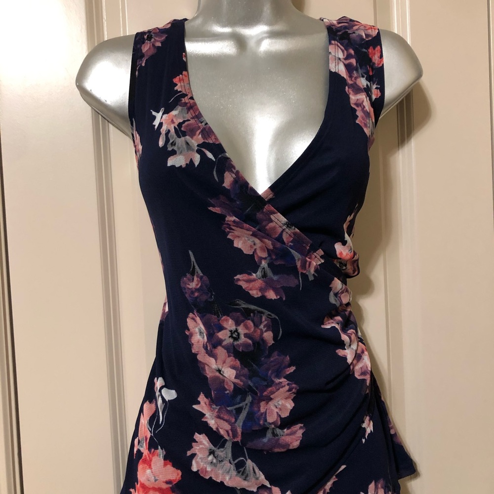 New York and company blue V neck Blouse sleeveless